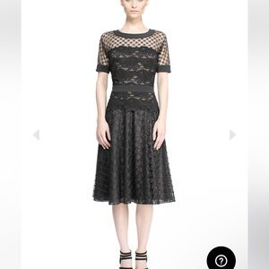 Tadashi Shoji SUZUSHI DRESS  Black/ Nude Lace Dress Size 2